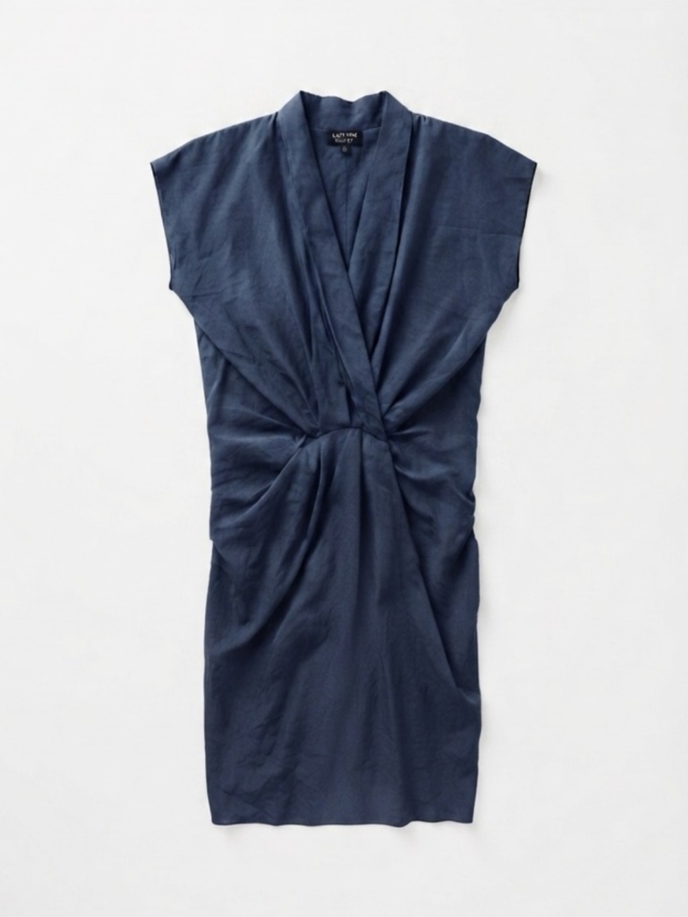 Lanvin 2011 Vintage Blue Draped V-Neck Cocktail Mini Dress Size S / US 4